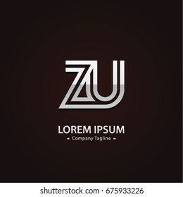 Abstract Logo Design Combinations Letter of  Z and U