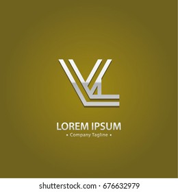 Abstract Logo Design Combinations Letter of V and L