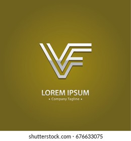 Abstract Logo Design Combinations Letter of V and F