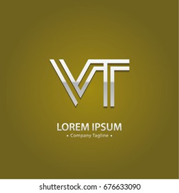 Abstract Logo Design Combinations Letter of V and T