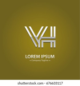 Abstract Logo Design Combinations Letter of V and H