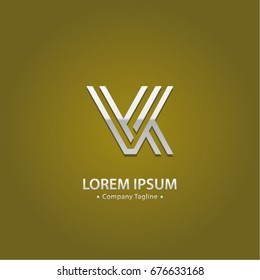 Abstract Logo Design Combinations Letter of V and K