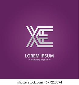 Abstract Logo Design Combinations Letter of X and E