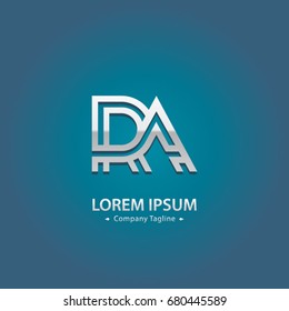 Abstract Logo Design Combinations Letter of  R and A