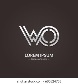 Abstract Logo Design Combinations Letter of  W and O