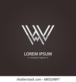 Abstract Logo Design Combinations Letter of  W and V