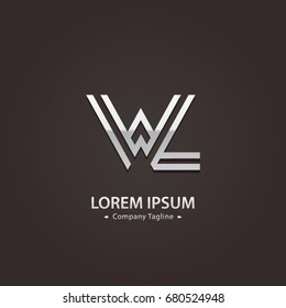 Abstract Logo Design Combinations Letter of  W and L