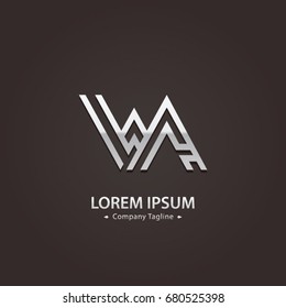 Abstract Logo Design Combinations Letter of  W and A