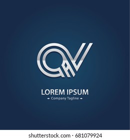 Abstract Logo Design Combinations Letter of Q and V