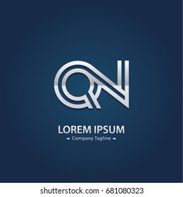 Abstract Logo Design Combinations Letter of Q and N