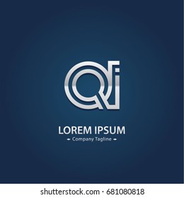 Abstract Logo Design Combinations Letter of Q and I
