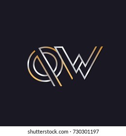 Abstract Logo Design Combinations Letter of q and w