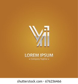 Abstract Logo Design Combinations Letterof  Y and I