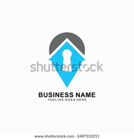 Abstract logo design with combine pin icon and keyhole concept