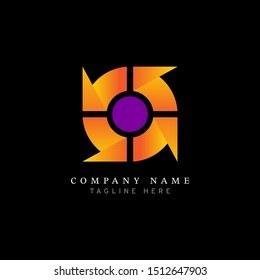 abstract logo design concept for industry, industrial machine icons - vector