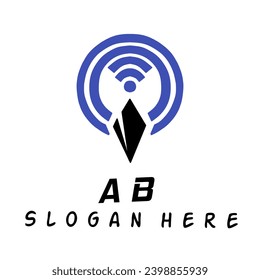 Resumen del concepto de diseño del logo. Icono inalámbrico, icono de lápiz. Adecuado para el pago de tarjetas de crédito, pago en línea, negocios, identidad de marca, etc.