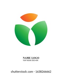 Abstract logo design describe a leaf and half of the sun 