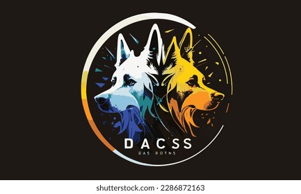 Resumen del diseño del logo para perros.  Dogs Splash tiene un colorido diseño de logotipo abstracto. Resumen del logo para perros animales Diseño. Diseño del logo vectorial de los perros con arte canino.  