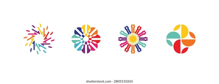 Abstract logo design element for harmony, teamwork, community, connection and diversity.