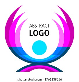 abstract logo design with elements in blue and pink
