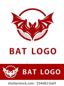 abstract logo design features a bold, stylized bat with angular wings in a circular frame