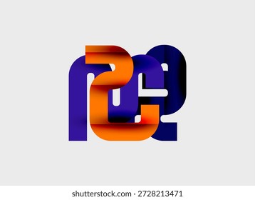 El diseño Abstractas del logotipo presenta Formas entrelazadas de color naranja y púrpura. Estética moderna y minimalista con Gradientes lisos. Presentación limpia.