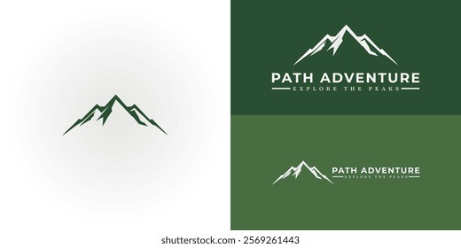 abstract logo design features a series of stylized mountain peaks, evoking a sense of adventure and a connection to nature. This logo is particularly well-suited for businesses in the outdoor industry