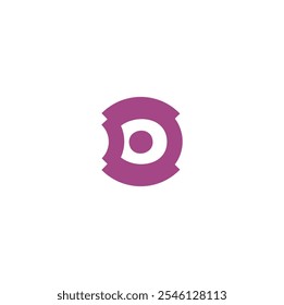 An abstract logo design featuring a circular shape with a unique pattern and an inner circle.