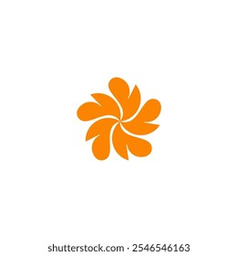 An abstract logo design featuring a circular arrangement of petal-like shapes.