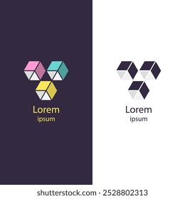 Un diseño de logotipo abstracto con hexágonos geométricos entrelazados en un patrón único. Ideal para empresas modernas, empresas de tecnología e industrias creativas que buscan una identidad minimalista.