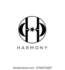 Abstract logo design featuring geometric shapes and star motif, representing unity and balance