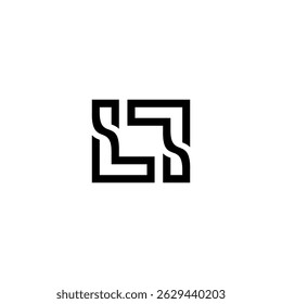 Abstract logo design featuring intertwined lines within a rectangle