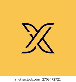 Diseño de logotipo Abstractas con líneas entrelazadas sobre un fondo amarillo vibrante, enfatizando la estética moderna