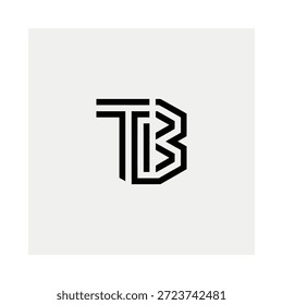 Diseño de logotipo Abstractas con letras entrelazadas TB en un estilo monocromo
