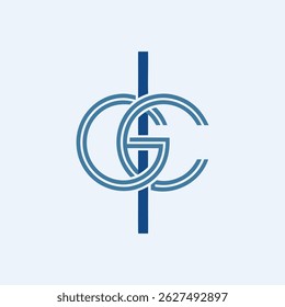 Abstract logo design featuring interwoven circular and vertical elements in a sophisticated blue hue, ideal for corporate branding or minimalist designs.