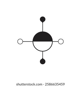 Abstract logo design featuring molecule 