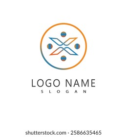 Abstract logo design featuring molecule 