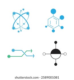 Abstract logo design featuring molecule 