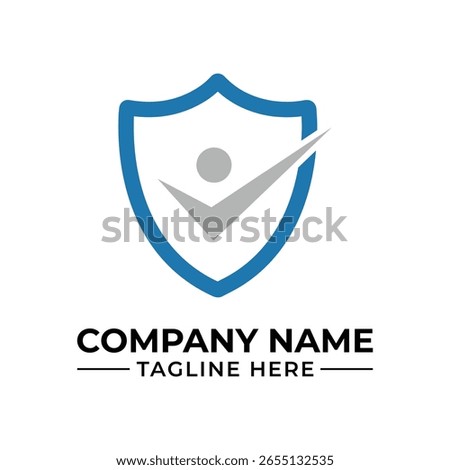 Abstract Logo Design Featuring a Shield and a Checkmark Person for a Secure and Trustworthy Company
