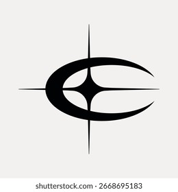 Abstractas diseño de logotipo con una estrella estilizada y forma de media luna. El logotipo combina Elementos de estrellas y medialunas en un estilo moderno y abstracto. Logotipo minimalista de estrella y media luna. Vector de elemento de diseño.