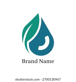 Diseño de logotipo Abstractas con una gota de agua estilizada que se fusiona con una hoja verde, que simboliza la naturaleza, la pureza y la sostenibilidad.