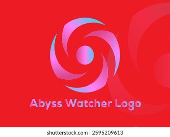 Abstract logo design featuring a swirling vortex on a red background. Perfect for tech, gaming, or fantasy brands.