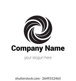 Abstract logo design featuring a swirling vortex.
