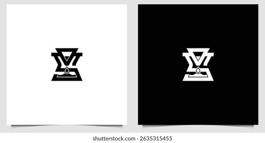 Abstract logo design featuring water drop and geometric shapes minimalist style