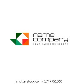 Abstract logo design with geometric style.