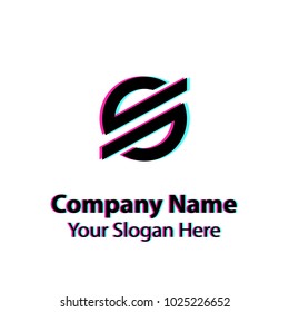 Abstract logo design with glitch effect on white background, Abstract graphic icon, logo design template, symbol for company