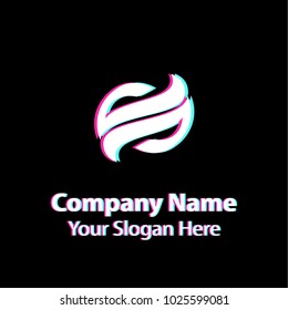 Abstract logo design with glitch effect on black background, Abstract graphic icon, logo design template, symbol for company
