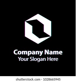 Abstract logo design with glitch effect on black background, Abstract graphic icon, logo design template, symbol for company