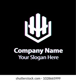 Abstract logo design with glitch effect on black background, Abstract graphic icon, logo design template, symbol for company