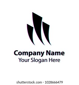 Abstract logo design with glitch effect on white background, Abstract graphic icon, logo design template, symbol for company